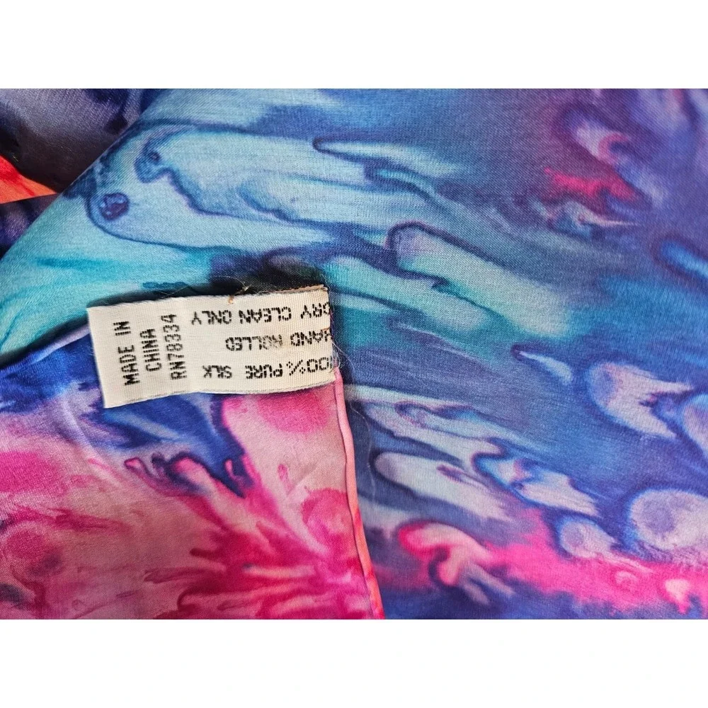Vintage 100% Silk Head Scarf Made In China